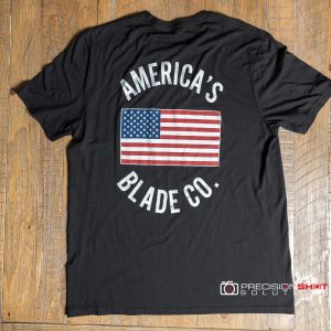 Half Face Blades Black America's Blade Co T-shirt with American Flag