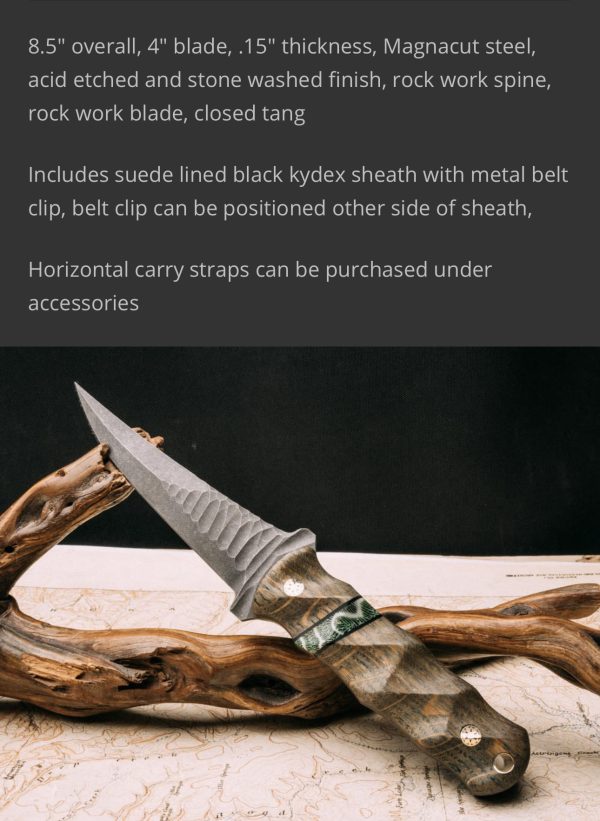 Half Face Blades Combat Filet, Dyed White Oak/Black G10 and Green Dyed Coral Split, Mosaic Pins - Image 11