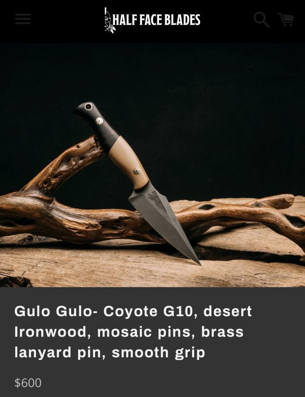 Half Face Blades Gulo Gulo, Coyote G10/Desert Ironwood, Mosaic pins - Image 9
