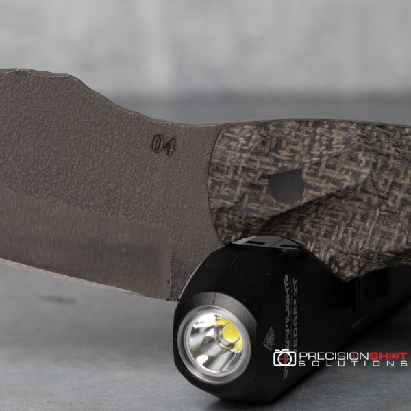 Half Face Blades Nug, Black Burlap Micarta, Carbon Fiber Pins, Numbered First Run #4! - Image 2