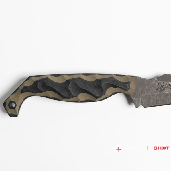 Half Face Blades Gulo Gulo, black and OD green G10, carbon fiber pins, Chaos grip - Image 6