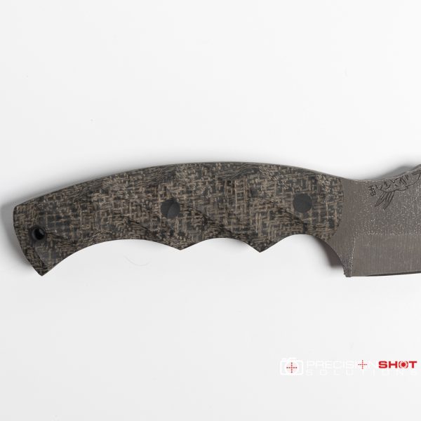 Half Face Blades Nug, Black Burlap Micarta, Carbon Fiber Pins, Numbered First Run #4! - Image 6