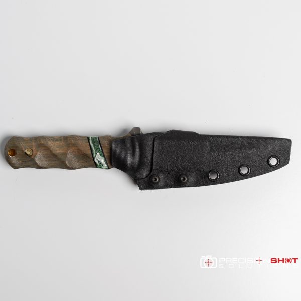 Half Face Blades Combat Filet, Dyed White Oak/Black G10 and Green Dyed Coral Split, Mosaic Pins - Image 2