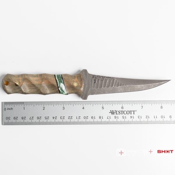 Half Face Blades Combat Filet, Dyed White Oak/Black G10 and Green Dyed Coral Split, Mosaic Pins - Image 9