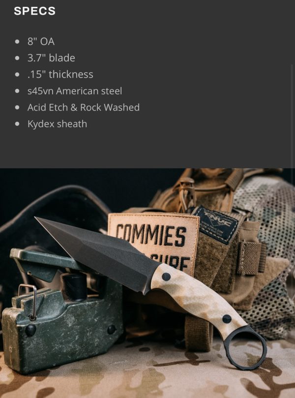 Half Face Blades Ringed Tac Tanto, Raw Jute Micarta - Image 9