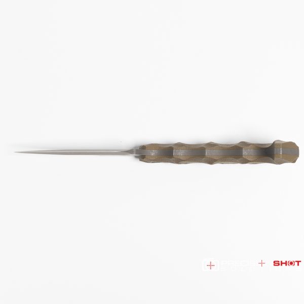 Half Face Blades Humint 3", OD green micarta, carbon fiber pins, Chaos grip - Image 5