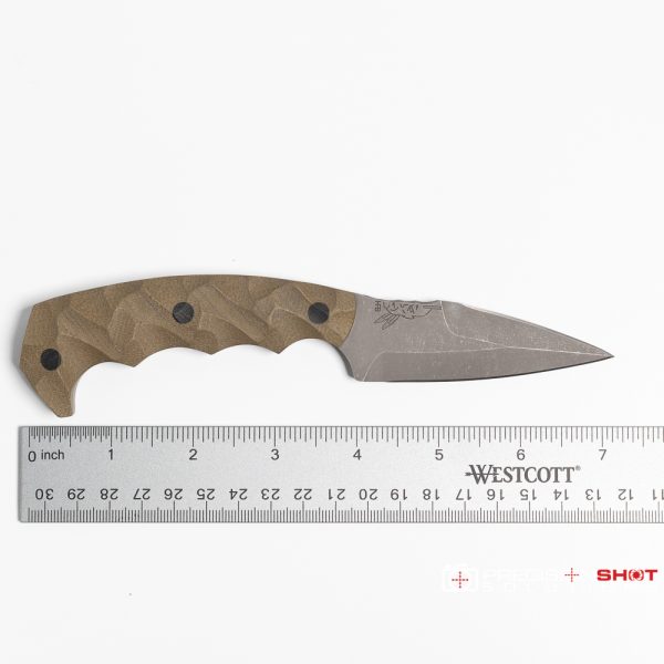 Half Face Blades Humint 3", OD green micarta, carbon fiber pins, Chaos grip - Image 6