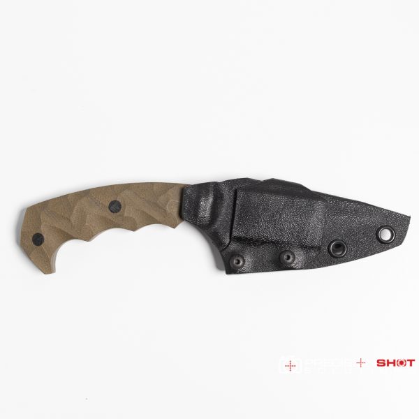 Half Face Blades Humint 3", OD green micarta, carbon fiber pins, Chaos grip - Image 7