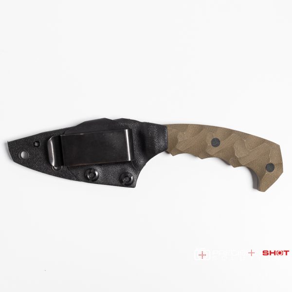 Half Face Blades Humint 3", OD green micarta, carbon fiber pins, Chaos grip - Image 8