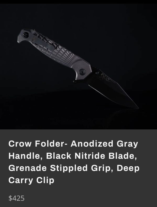 Half Face Blades Crow Folder, Anodized Gray Handle - Image 8