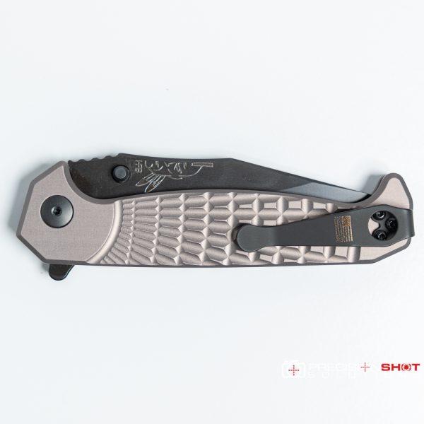 Half Face Blades Crow Folder, Anodized Gray Handle - Image 4
