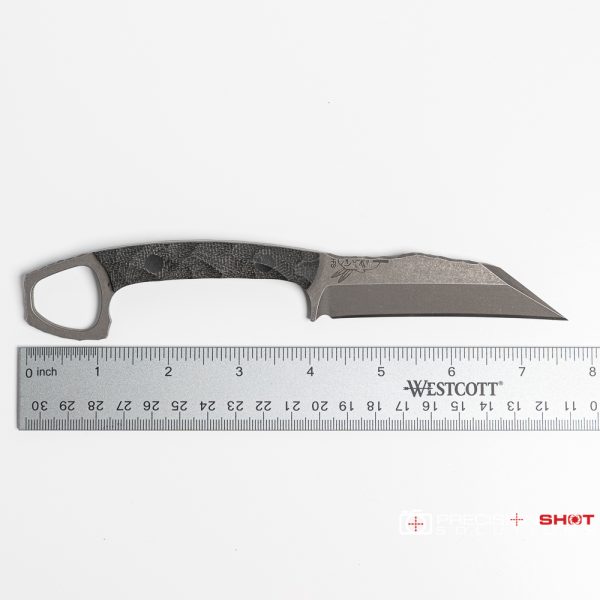 Half Face Blades SHPOS, black canvas micarta, carbon fiber pins - Image 7