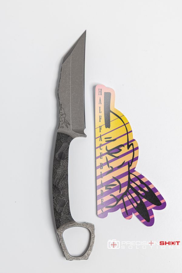 Half Face Blades SHPOS, black canvas micarta, carbon fiber pins - Image 8