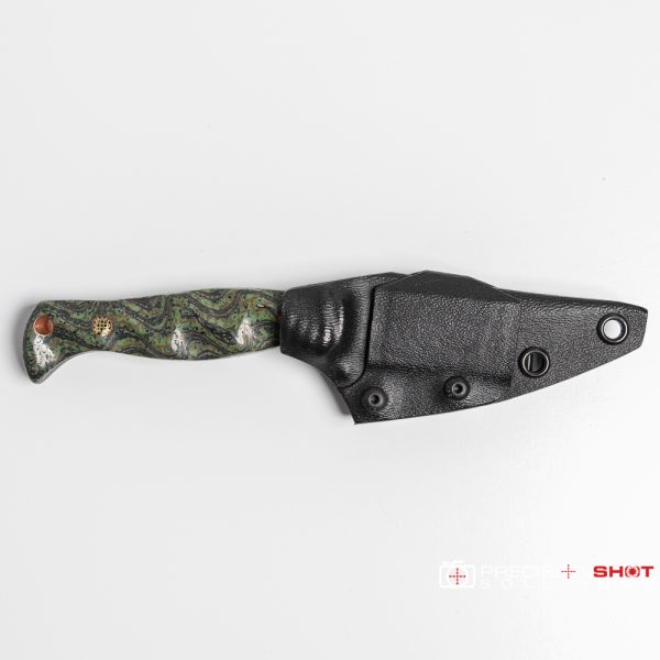 Half Face Blades Modified Congressman, Burlap/carbon/copper mesh/rubber and green resin handles, Mosaic pins - Image 2