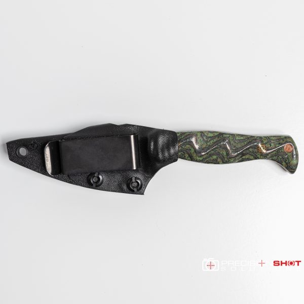 Half Face Blades Modified Congressman, Burlap/carbon/copper mesh/rubber and green resin handles, Mosaic pins - Image 3