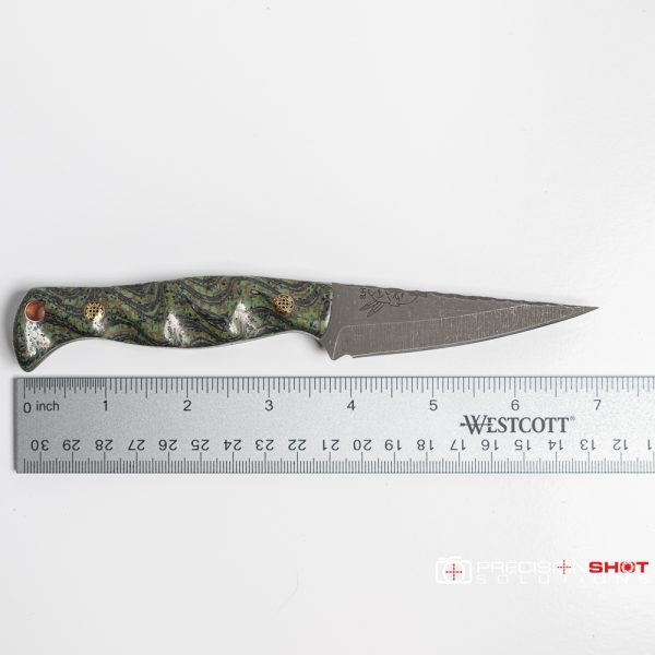 Half Face Blades Modified Congressman, Burlap/carbon/copper mesh/rubber and green resin handles, Mosaic pins - Image 9