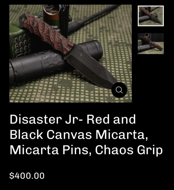 Half Face Blades Disaster Jr, Red and Black Canvas Micarta - Image 9