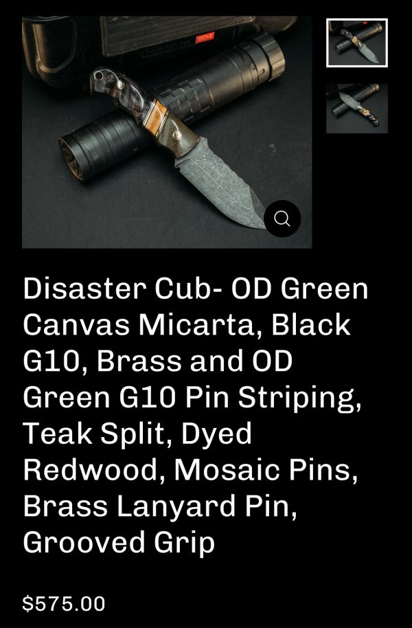 Half Face Blades Disaster Cub, OD green canvas micarta/teak/dyed redwood - Image 11