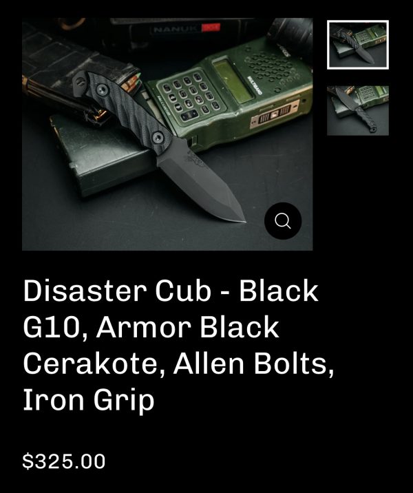 Half Face Blades Disaster Cub, Black G10, Black Cerakote - Image 9