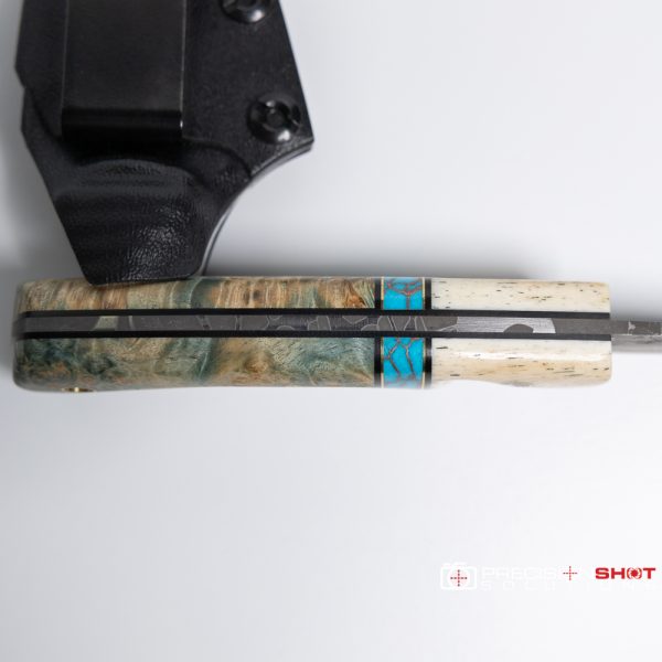 Half Face Blades Beef Harpoon, Giraffe bone/turquoise/dyed buckeye with Patriot pin - Image 9