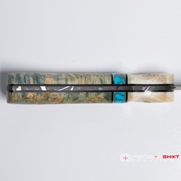 Half Face Blades Beef Harpoon, Giraffe bone/turquoise/dyed buckeye with Patriot pin - Image 10