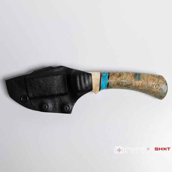Half Face Blades Beef Harpoon, Giraffe bone/turquoise/dyed buckeye with Patriot pin - Image 13