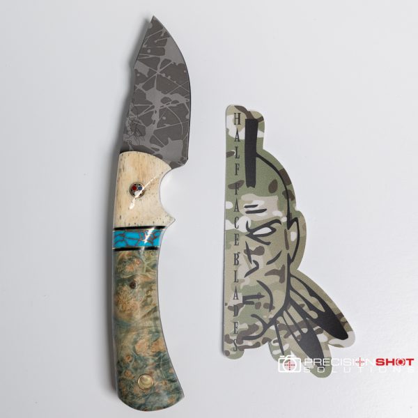 Half Face Blades Beef Harpoon, Giraffe bone/turquoise/dyed buckeye with Patriot pin - Image 14