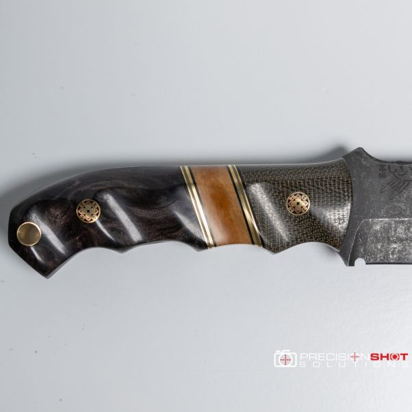 Half Face Blades Disaster Cub, OD green canvas micarta/teak/dyed redwood - Image 5