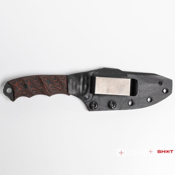 Half Face Blades Disaster Jr, Red and Black Canvas Micarta - Image 2