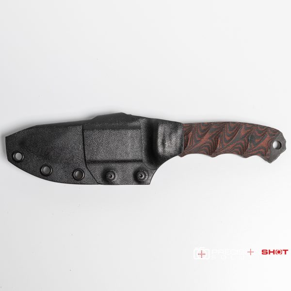 Half Face Blades Disaster Jr, Red and Black Canvas Micarta - Image 3