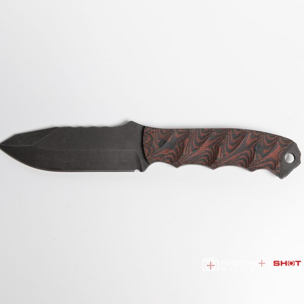 Half Face Blades Disaster Jr, Red and Black Canvas Micarta - Image 5