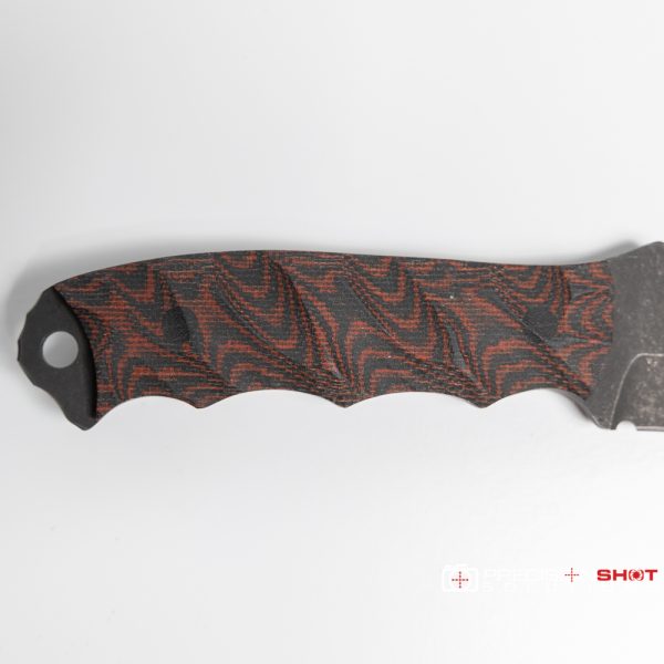 Half Face Blades Disaster Jr, Red and Black Canvas Micarta - Image 6