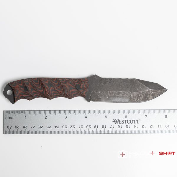 Half Face Blades Disaster Jr, Red and Black Canvas Micarta - Image 7