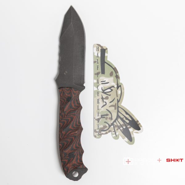 Half Face Blades Disaster Jr, Red and Black Canvas Micarta - Image 8