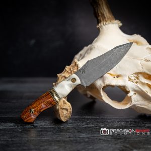 Half Face Blades Field Knife CruWear Elk Desert Ironwood Skull Pin