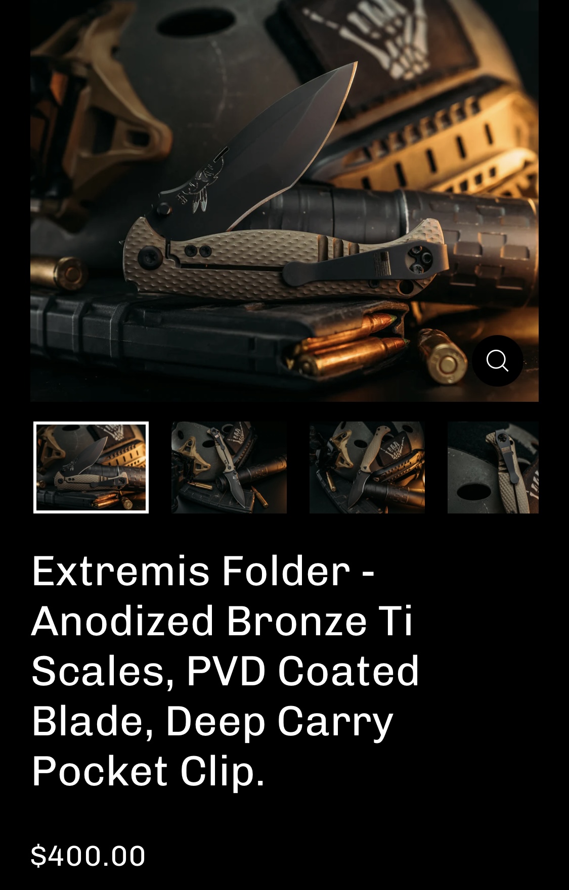 Half Face Blades Extremis Folder, Anodized Bronze Titanium Scales - Image 11