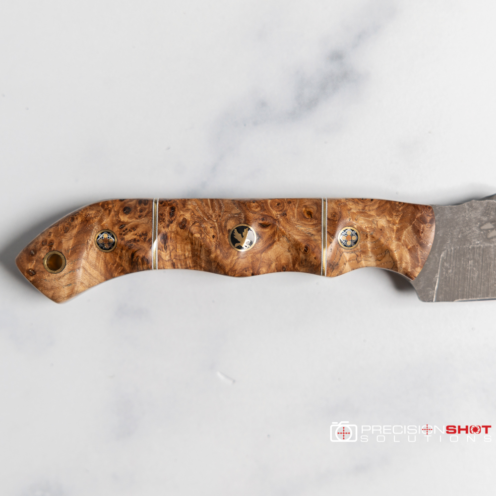 Half Face Blades Red Cloud, Black Ash Burl, Eagle Mosaic Pin - Image 3