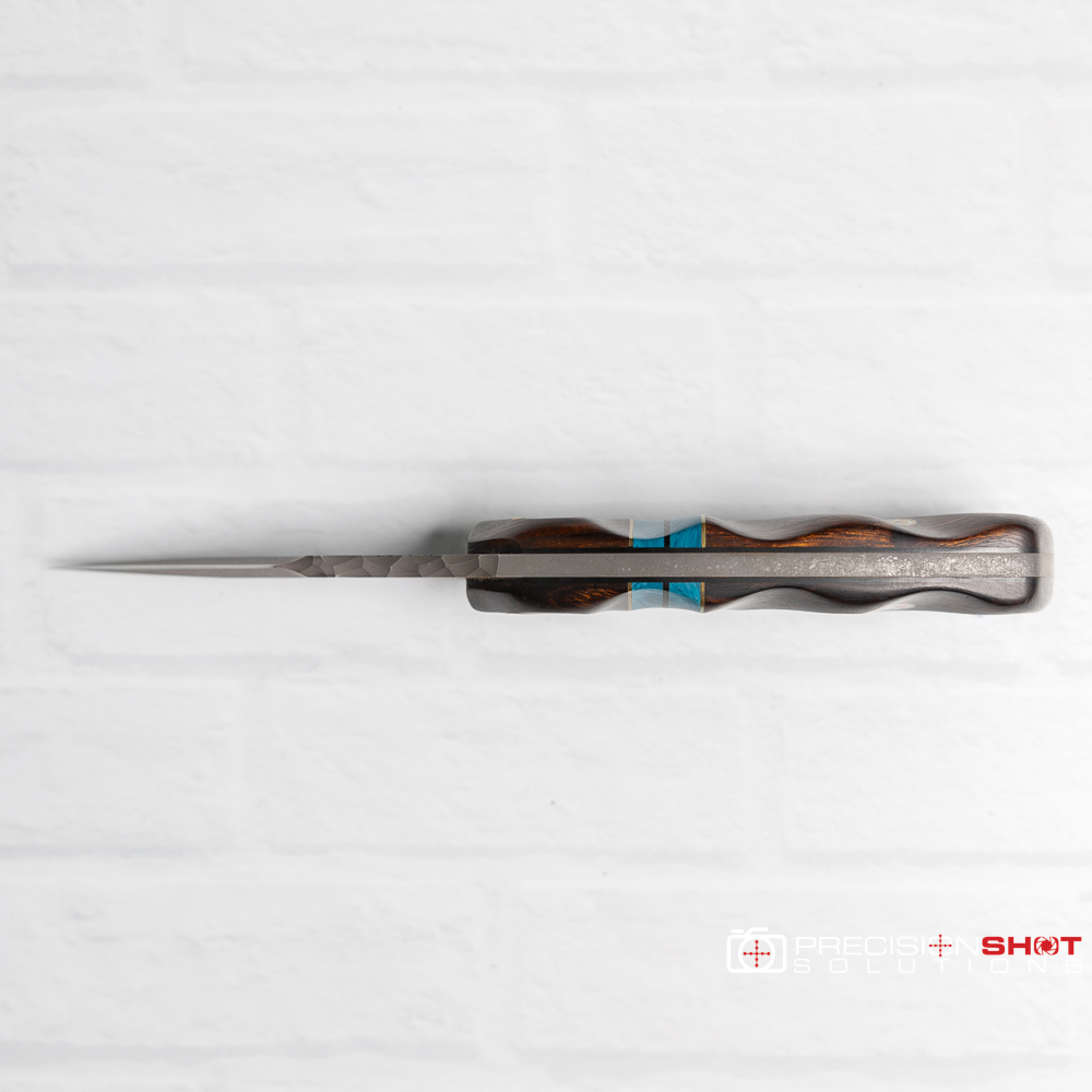 Half Face Blades 3" Humint Dagger, Desert Ironwood/Brass and Blue Juma Gem Split - Image 7