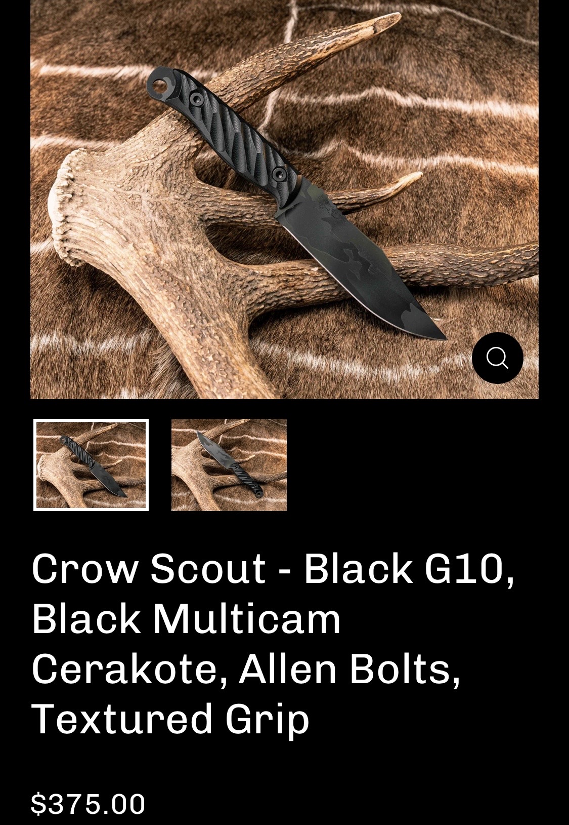 Half Face Blades Crow Scout, Black G10, Black Multicam Cerakote - Image 12