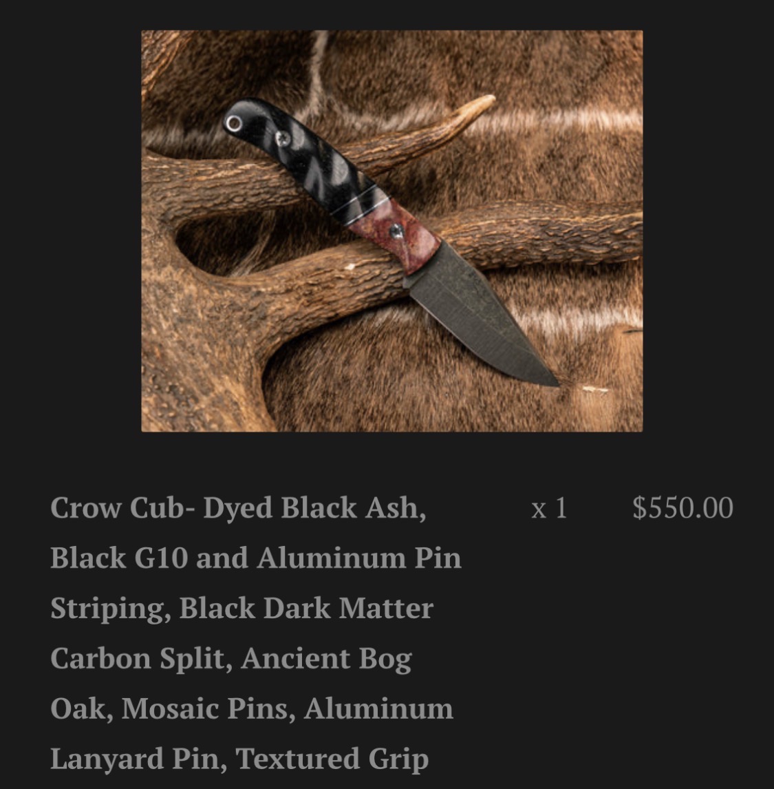 Half Face Blades Crow Cub- Dyed Black Ash/Black G10 and Aluminum Pin Striping, Black Dark Matter Carbon Split/Ancient Bog Oak - Image 13
