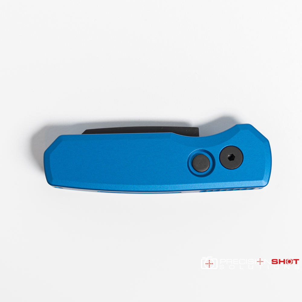 Protech Runt 5 (R5203-Blue), Blue Handle, DLC Black 20CV Reverse Tanto Blade - Image 4