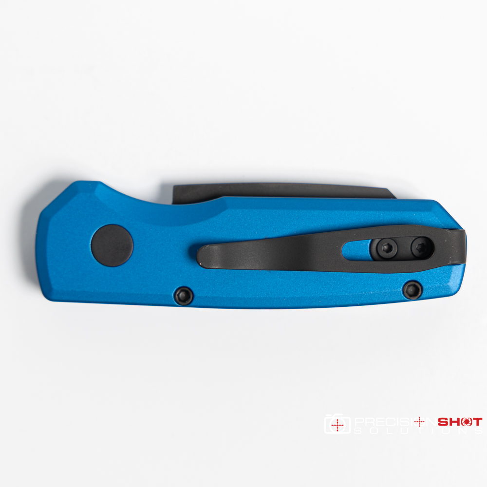 Protech Runt 5 (R5203-Blue), Blue Handle, DLC Black 20CV Reverse Tanto Blade - Image 5