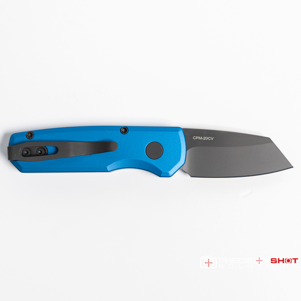Protech Runt 5 (R5203-Blue), Blue Handle, DLC Black 20CV Reverse Tanto Blade - Image 7