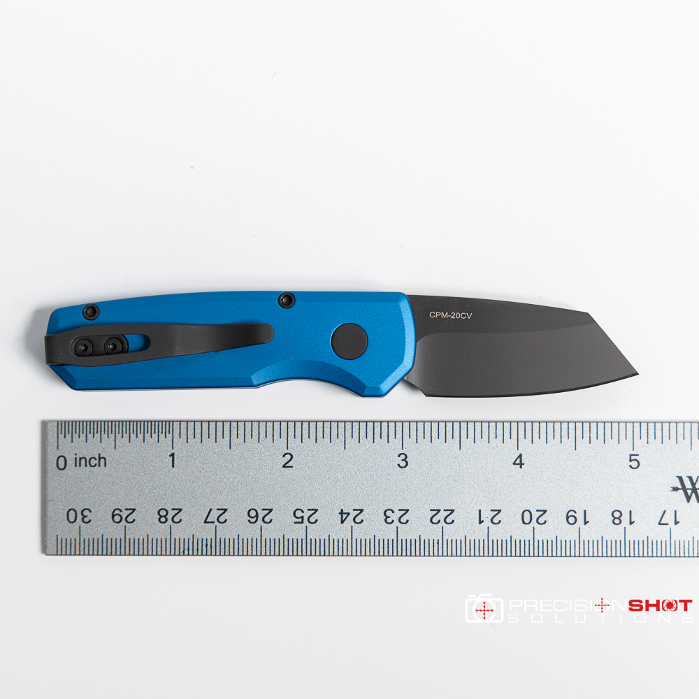 Protech Runt 5 (R5203-Blue), Blue Handle, DLC Black 20CV Reverse Tanto Blade - Image 10