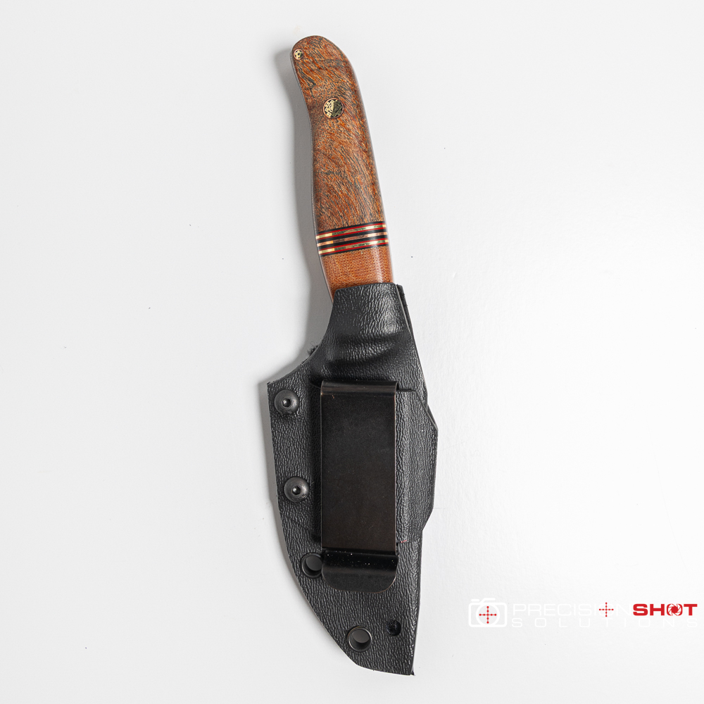 Half Face Blades Crow Cub- Vintage Westinghouse Micarta/Black G10, Cherry G10, Brass, Copper Split/Teak - Image 4