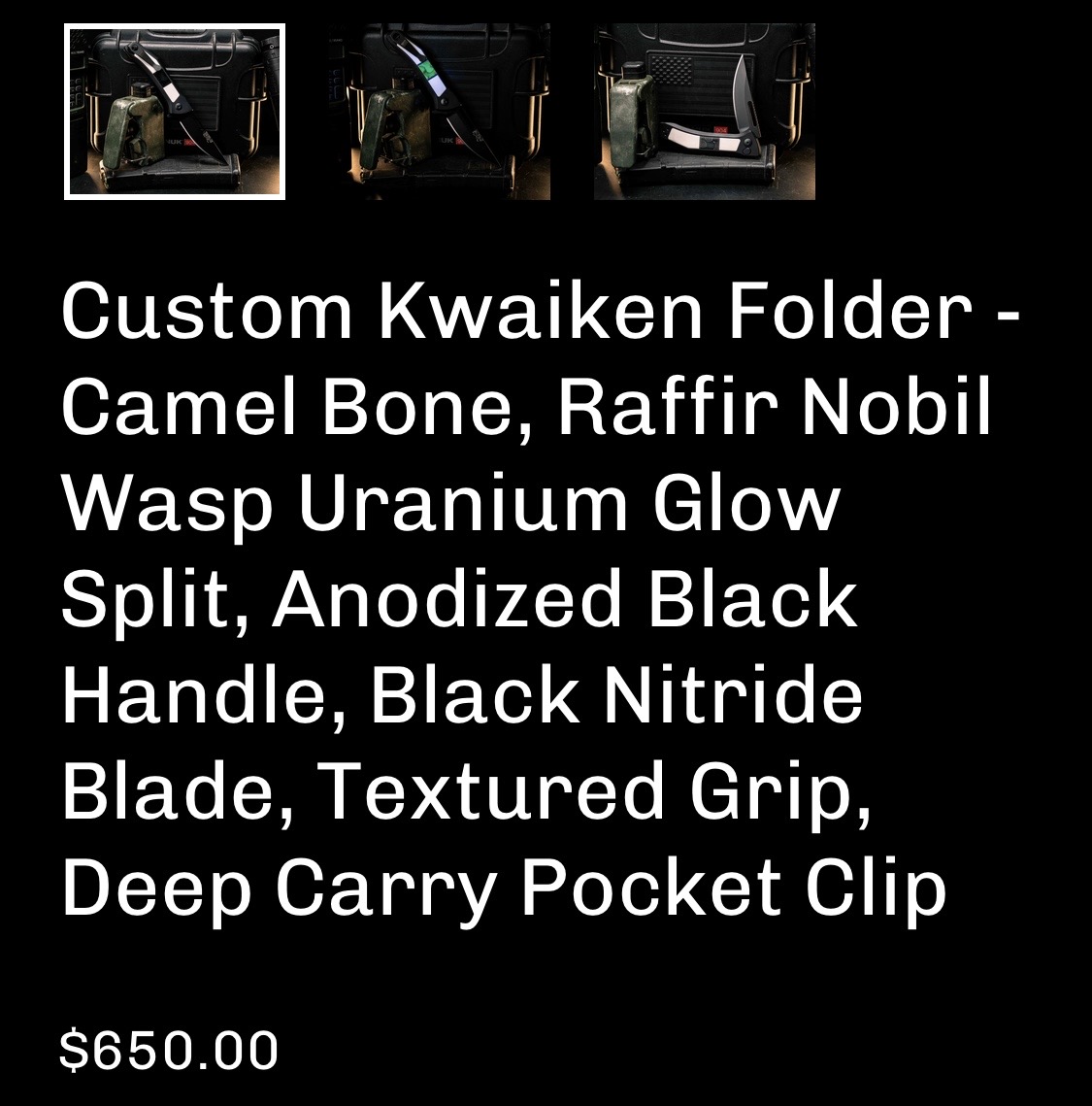 Half Face Blades Kwaiken Folder- Camel Bone with Rafir Nobil Wasp Uranium Glow split - Image 15