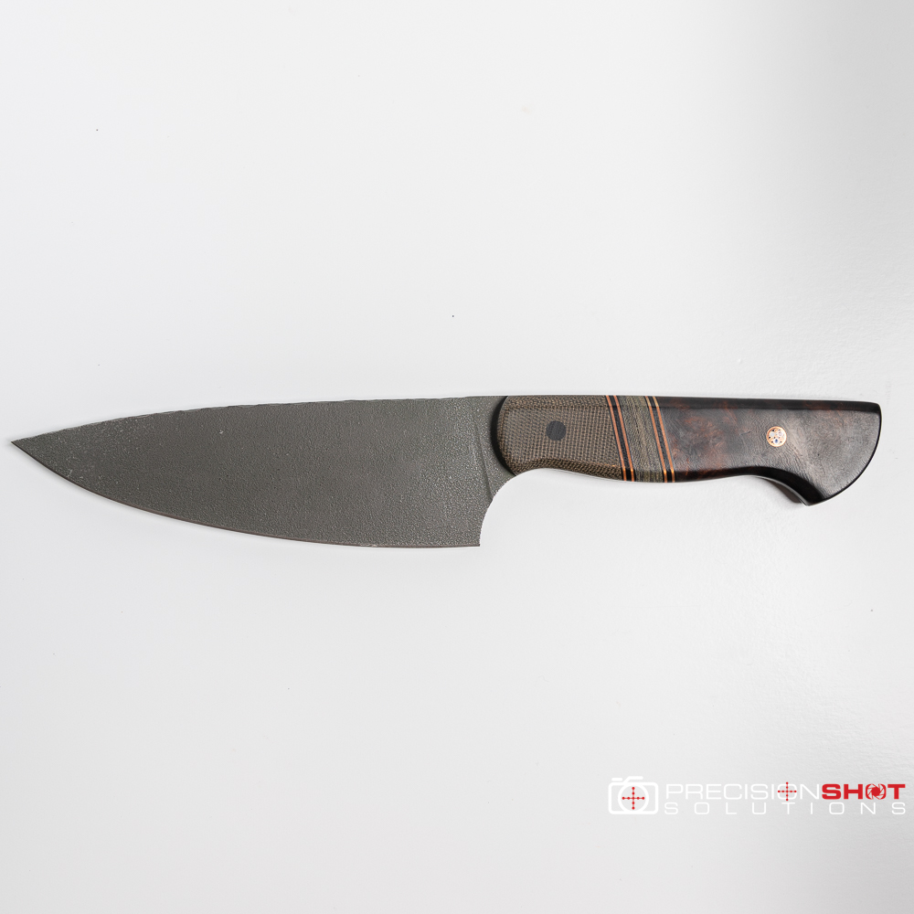 Half Face Blades Chef Jr- OD Green Canvas Micarta/Navy Seal AOR2 Micarta/Desert Ironwood - Image 5